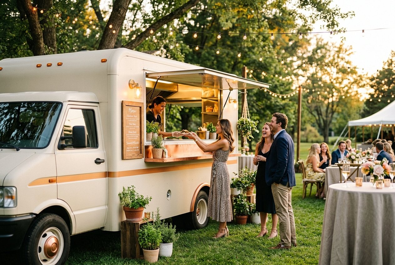 Food truck serving guests at a private event